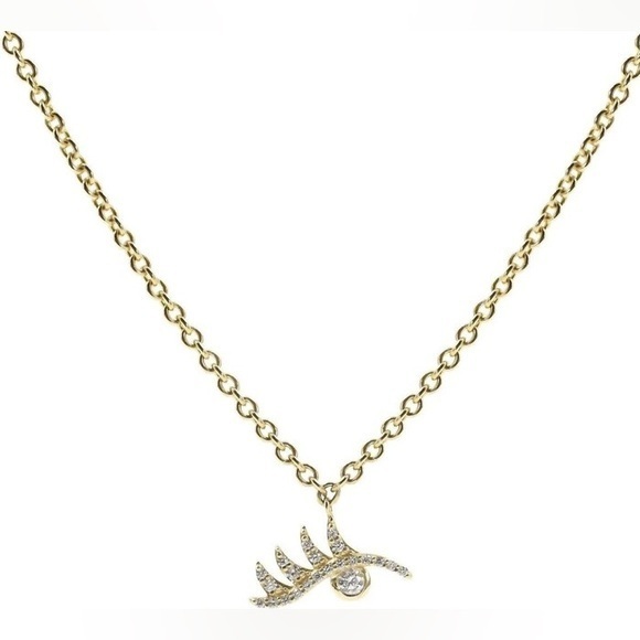 bondeye Jewelry - BONDEYE JEWELRY PAVE WINK NECKLACE diamond YELLOW GOLD Eyelash eye pendant